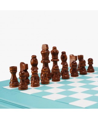 VIDO Jeu d'Echecs Végane - Bois aimanté - Turquoise