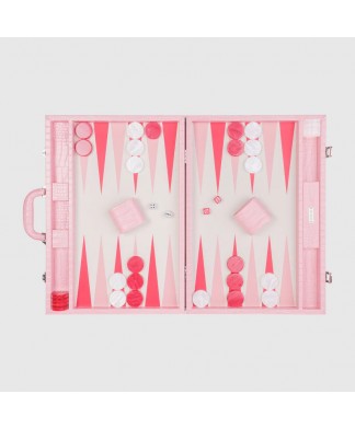 VIDO Backgammon Alligator Rose Flamingo en Cuir Végane