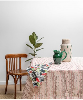Nappe de table lin – Motif ARRASTA PÉ couleur ROUGE